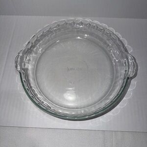 Pyrex 229 Clear Glass Pie Plate Pan Scalloped Edge with Handles 9.5"  Vintage